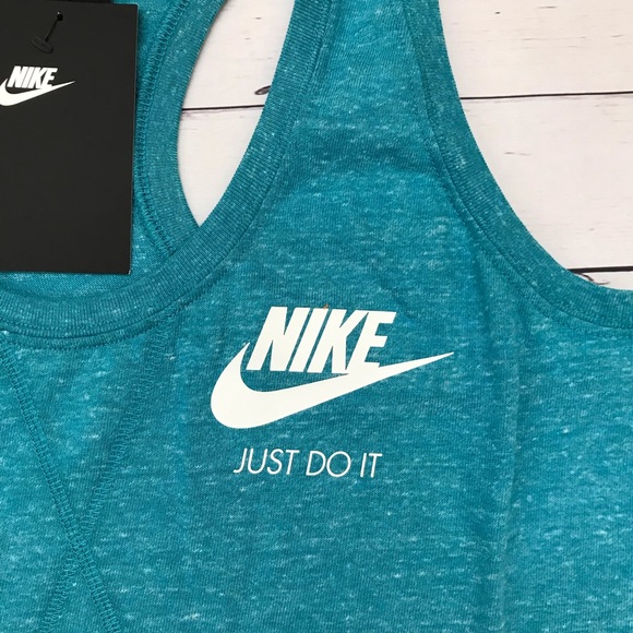 Blue cotton activewear Loose tank top - Picture 3 of 5